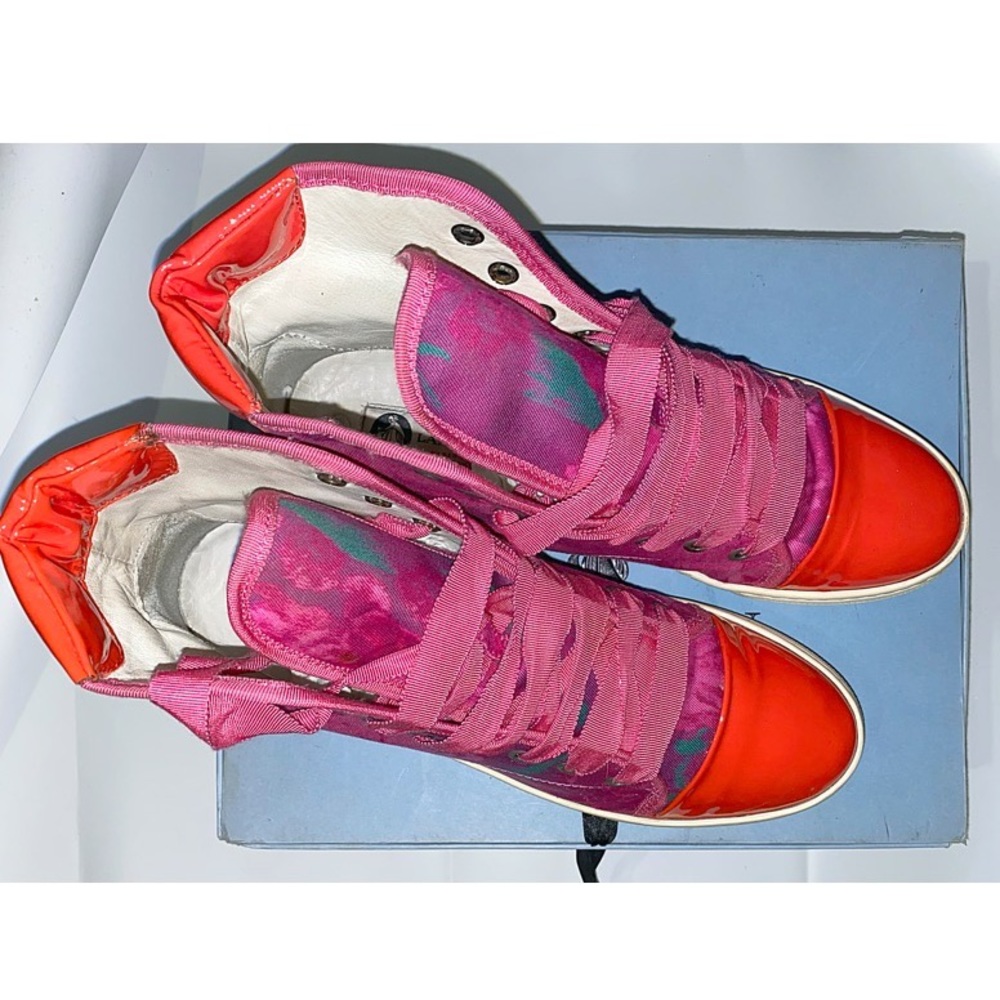 Lanvin Pink & Orange Multicolor high-top sneaker